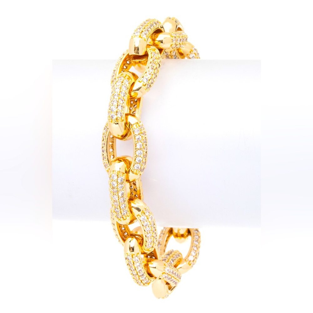 18K Gold Plated Cubic Zirconia Chain Bracelet